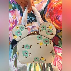 New Rare Collectible Disney X Coach Kisslock Bag With Floral Print